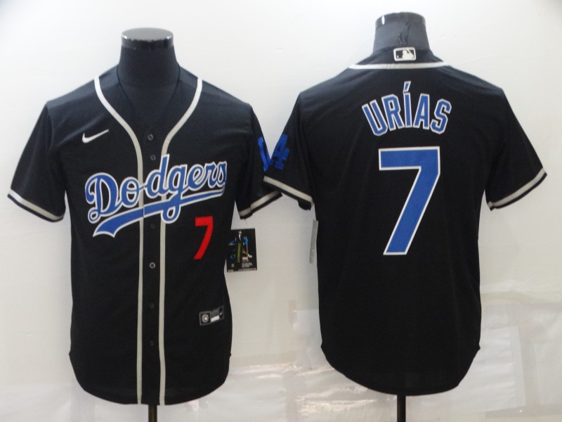 Men's Los Angeles Dodgers #7 Julio Urias Black Cool Base Stitched Baseball Jersey Men's Los Angeles Dodgers #7 Julio Urias Black Cool Base Stitched Baseball Jersey